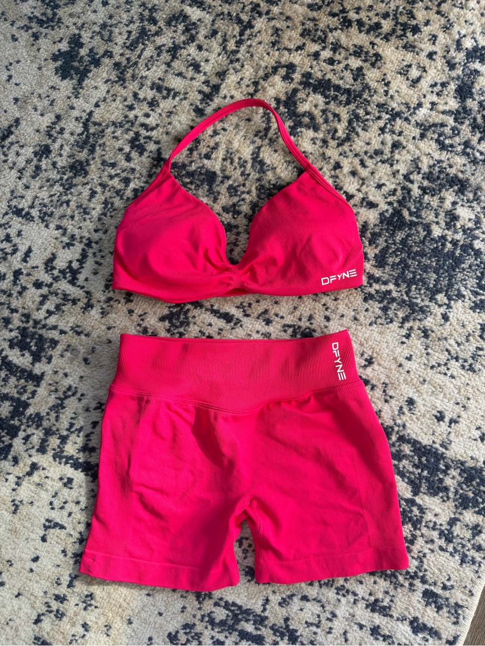 DFYNE Women's Hot Pink Top & Shorts Set Workout